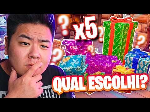 ABRI 5 PRESENTES DE UMA VEZ! QUAIS ESCOLHI? | FORTNITE