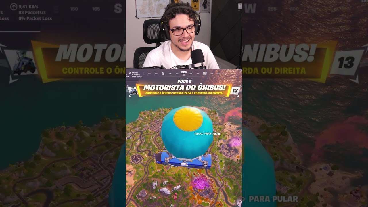 Dirigindo o ônibus de batalha no Fortnite