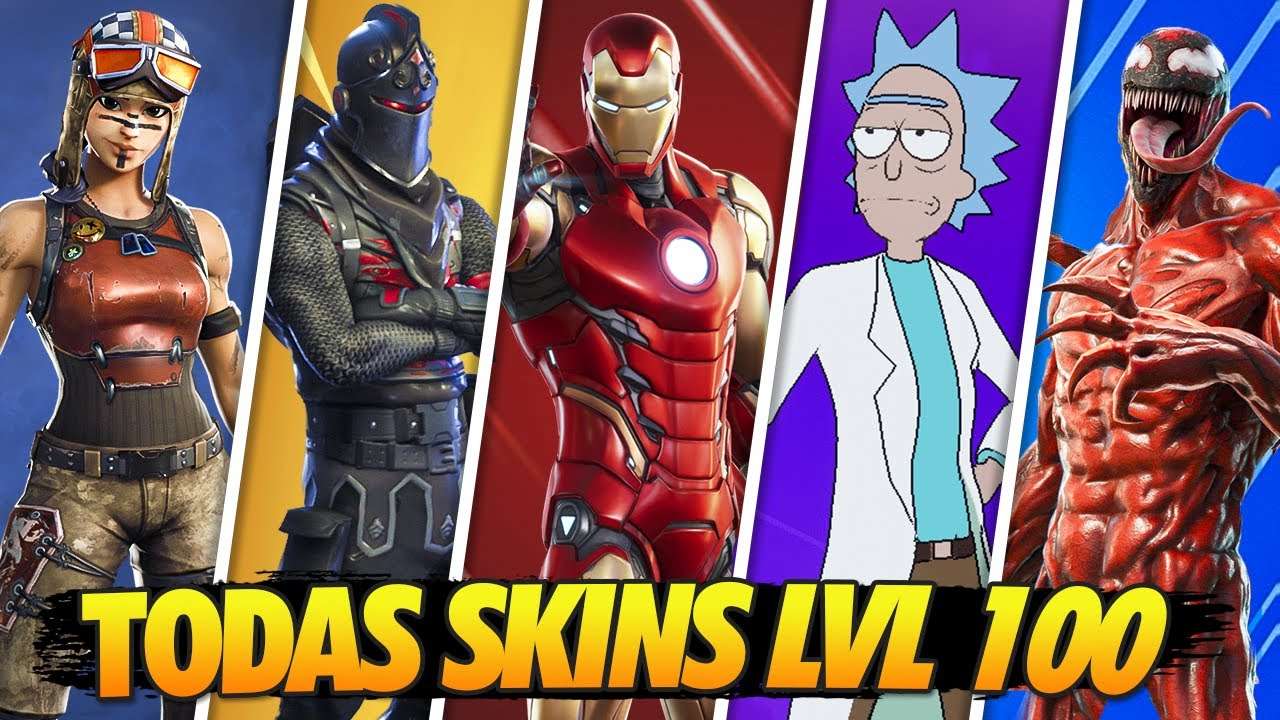 *TODAS* AS SKINS CATEGORIA 100 DOS PASSES DO FORTNITE (2017-2021)