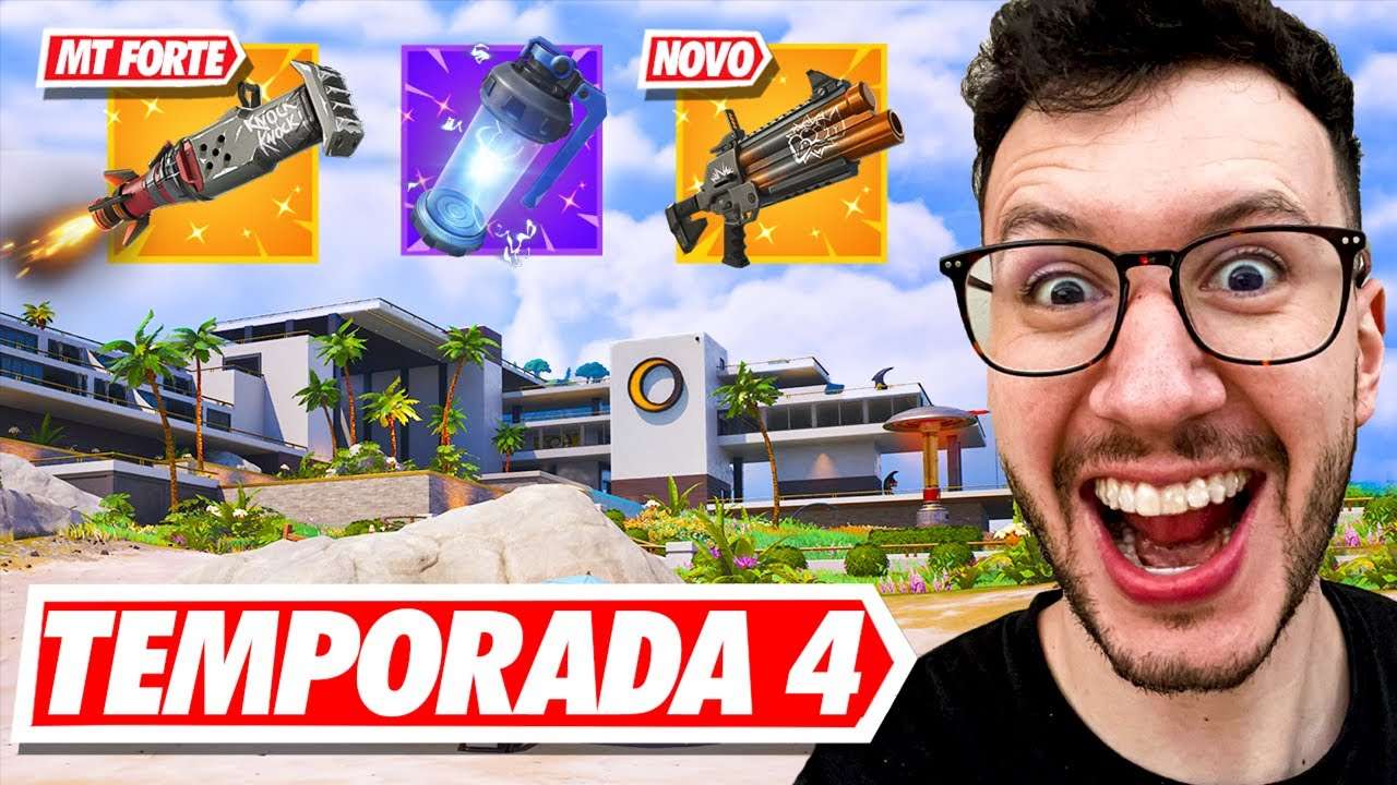 MINHA 1ª PARTIDA DA TEMPORADA 4 CAPÍTULO 4 DO FORTNITE!!