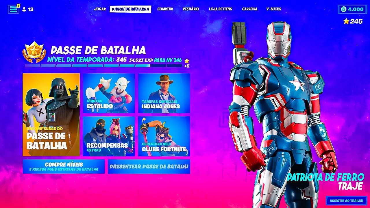 Passe de Batalha da Marvel na Temporada 4 do Fortnite
