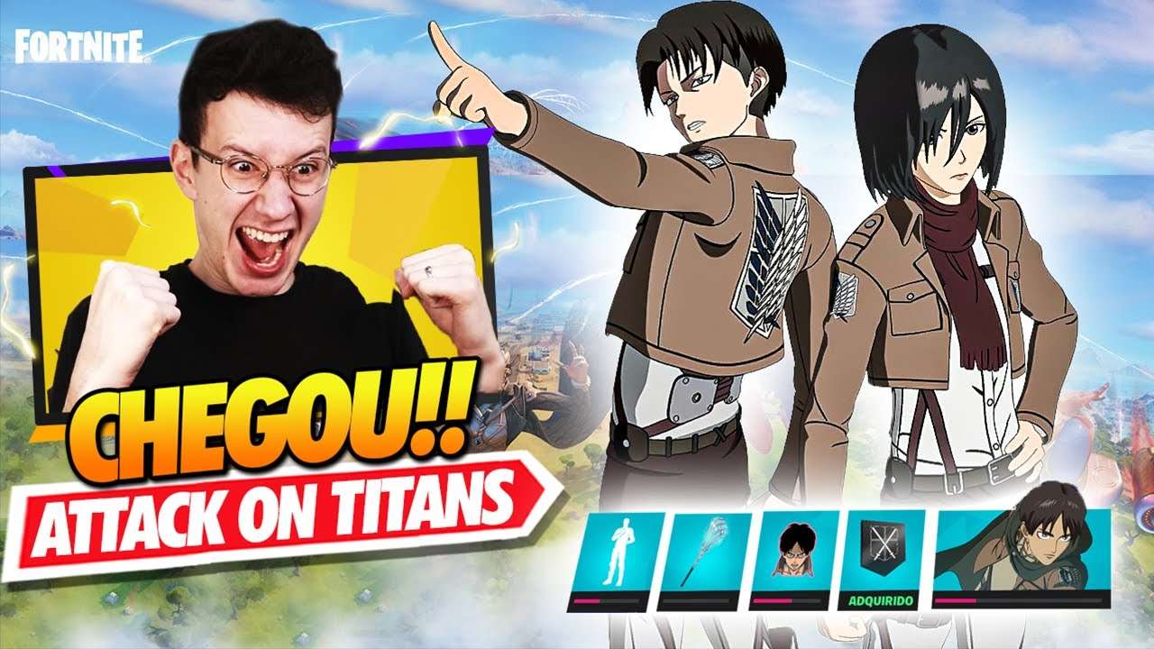 SKINS ATTACK ON TITAN NO FORTNITE (2 ITENS MÍTICOS NOVOS!!)