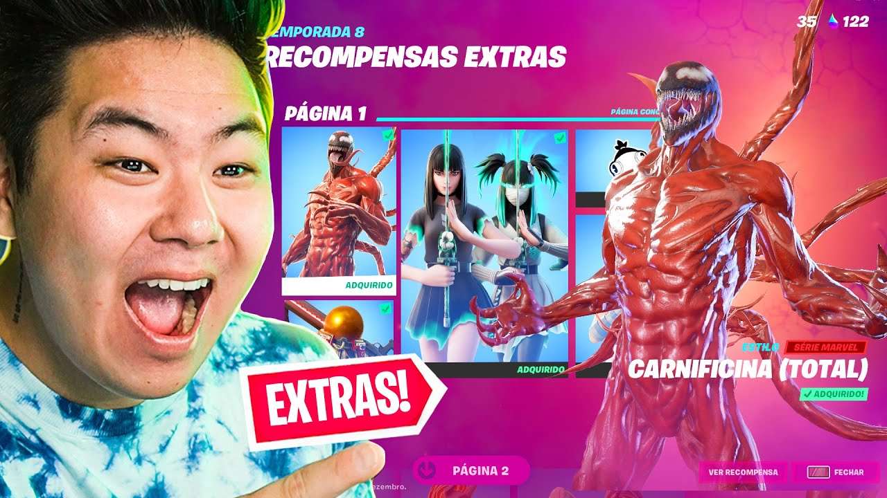 DESBLOQUEEI AS PRIMEIRAS RECOMPENSAS EXTRAS!! *página completa!* | FORTNITE