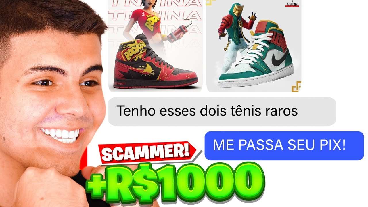 TROLLANDO SCAMMER QUE VENDE TENIS FALSO DA NIKE X FORTNITE! 🤣