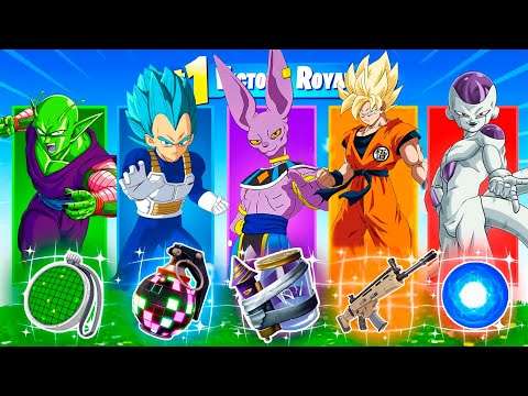 DESAFIO DO DRAGON BALL ALEATORIO NO FORTNITE (Goku, Freeza, Vegeta, Picolo, Kuririn)