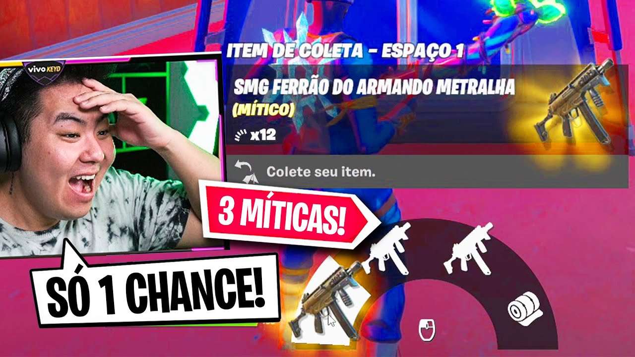 GUARDEI 3 SMG's MÍTICAS NA BARRACA E... 1 CHANCE! | FORTNITE