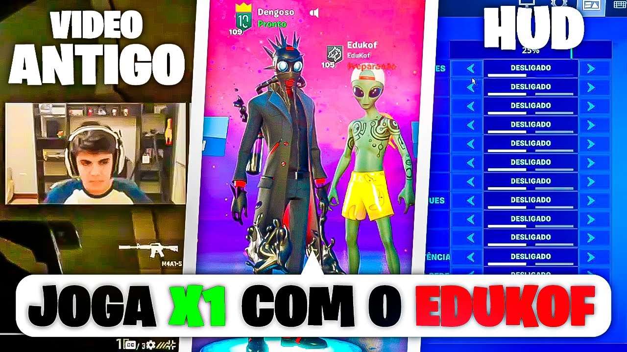 MEU PRIMEIRO VÍDEO! X1 COM EDUKOF! FIZ TUDO QUE OS INSCRITOS PEDIRAM NO FORTNITE!
