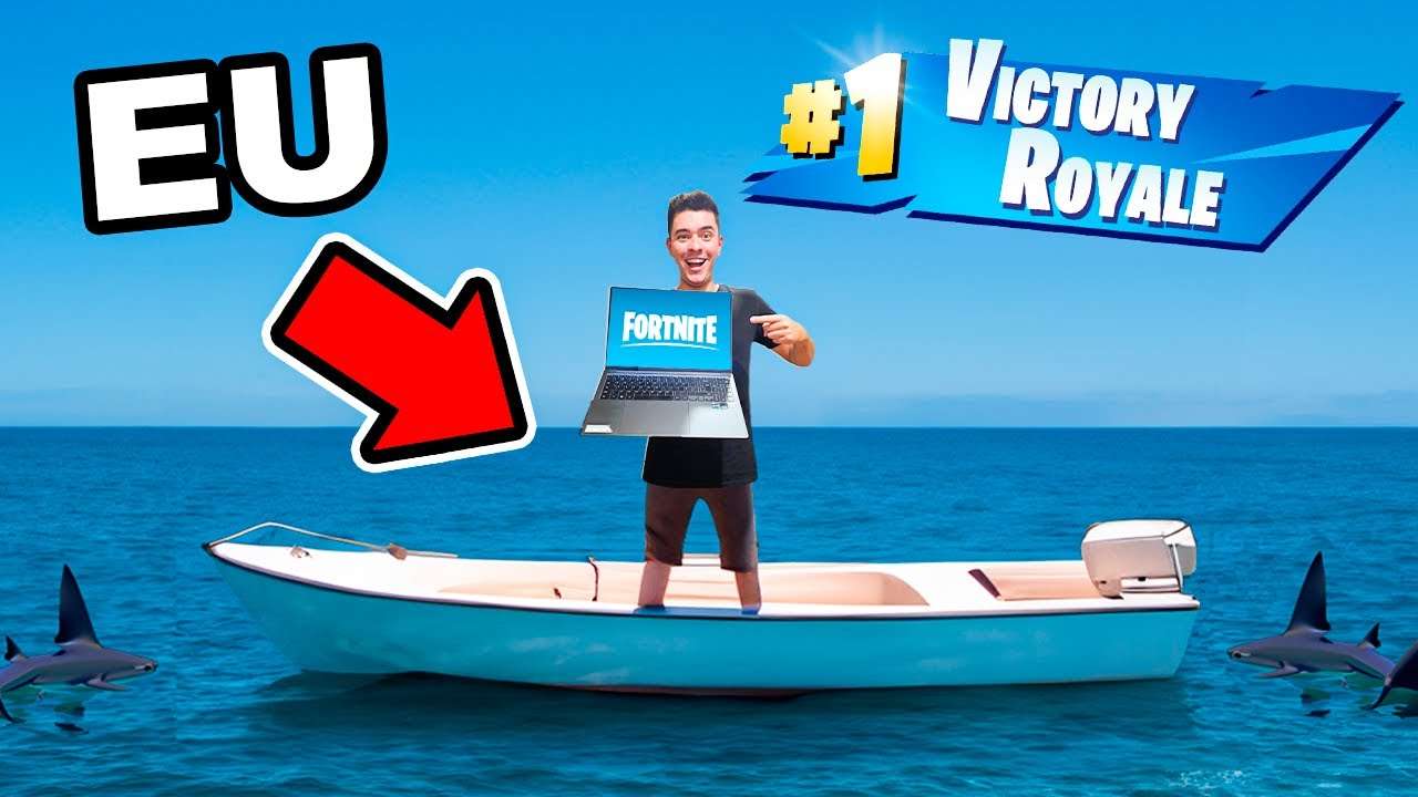 JOGUEI FORTNITE NO MEIO DO OCEANO!