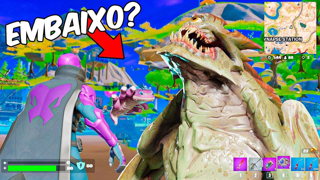 ENTREI DEBAIXO DA ILHA E DESCOBRI SEGREDOS DO FORTNITE! Bunker do Fundação, Esqueleto do Cattus!