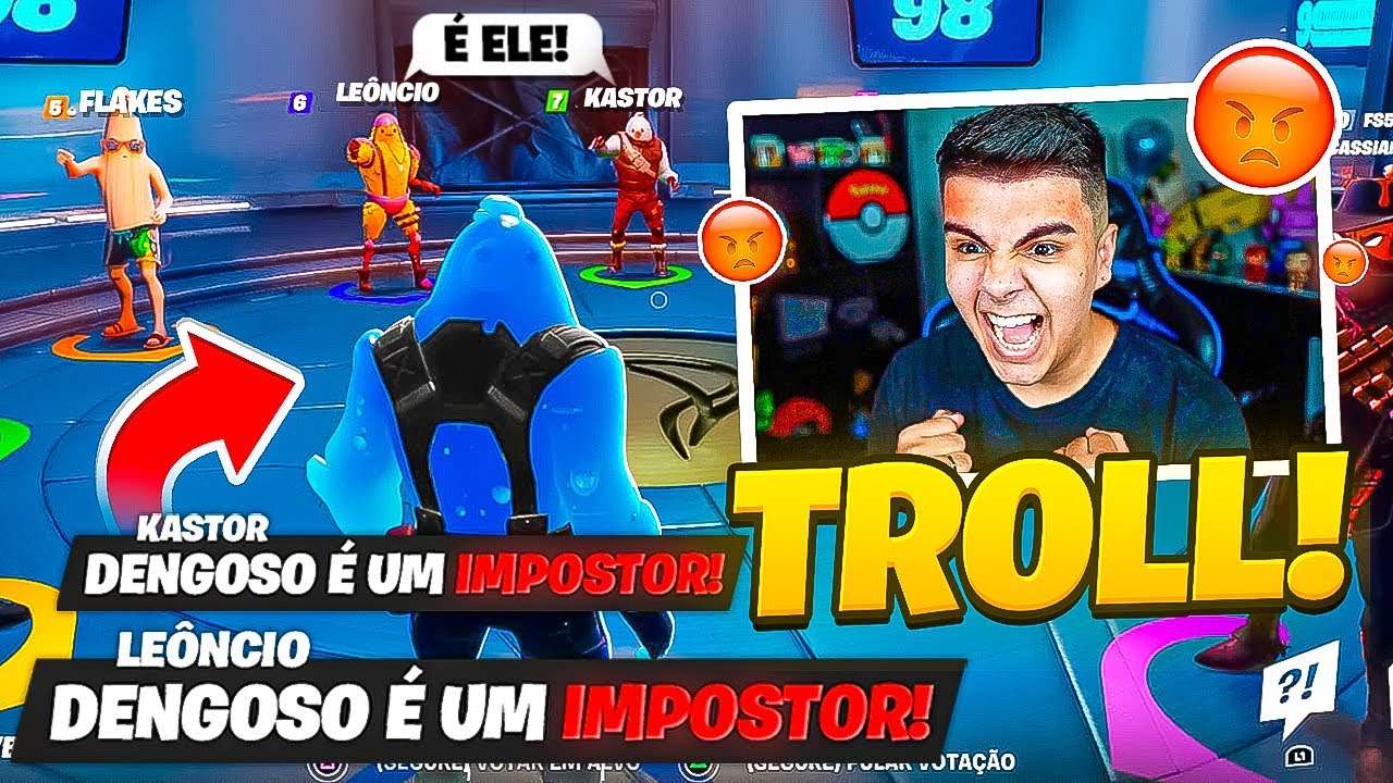 TROLLAGEM! COMBINARAM EM VOTAR SEMPRE EM MIM NO MODO IMPOSTOR COM YOUTUBERS! - FORTNITE