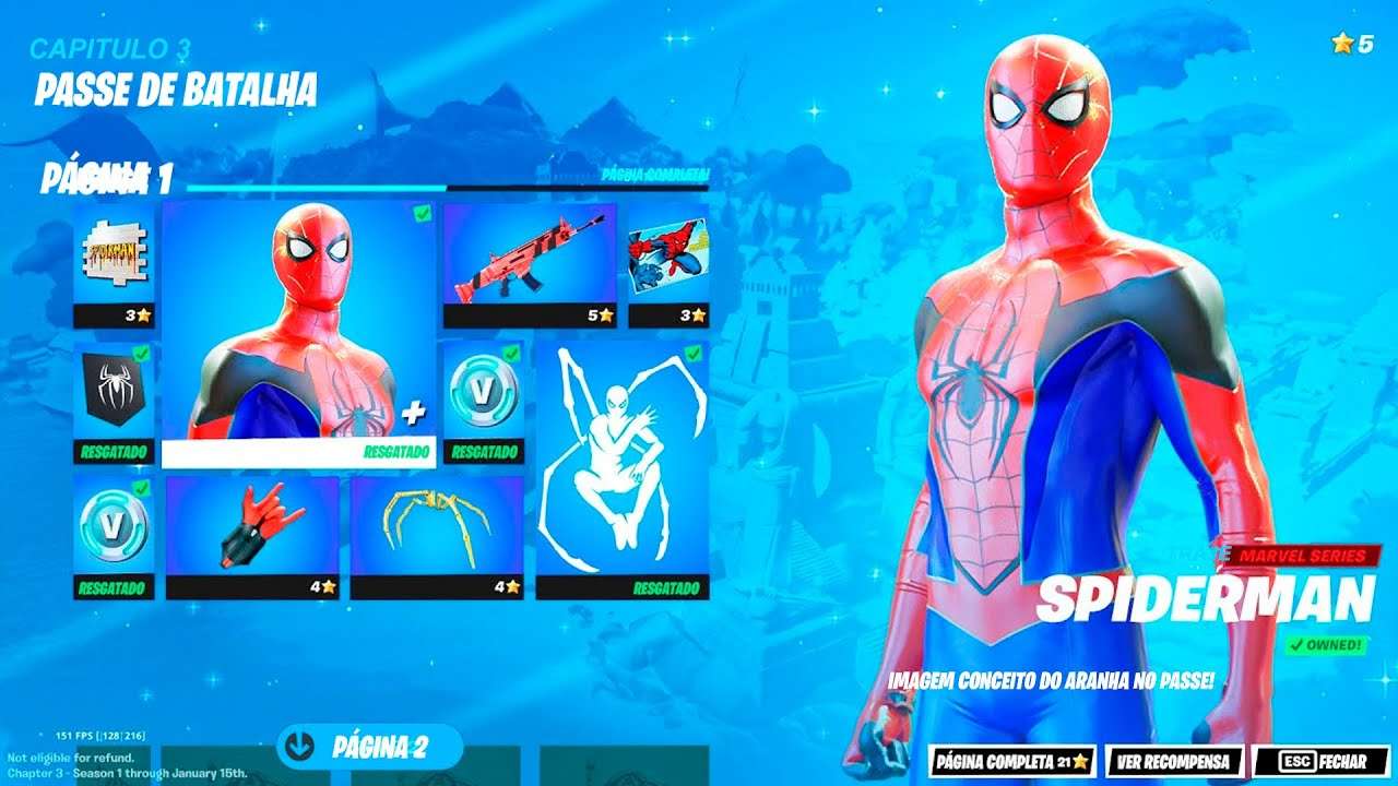 Homem Aranha no Passe de Batalha do CAPÍTULO 3 do Fortnite?!