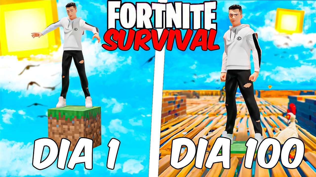 SOBREVIVENDO 100 DIAS EM 1 BLOCO NO FORTNITE (Parte 1)