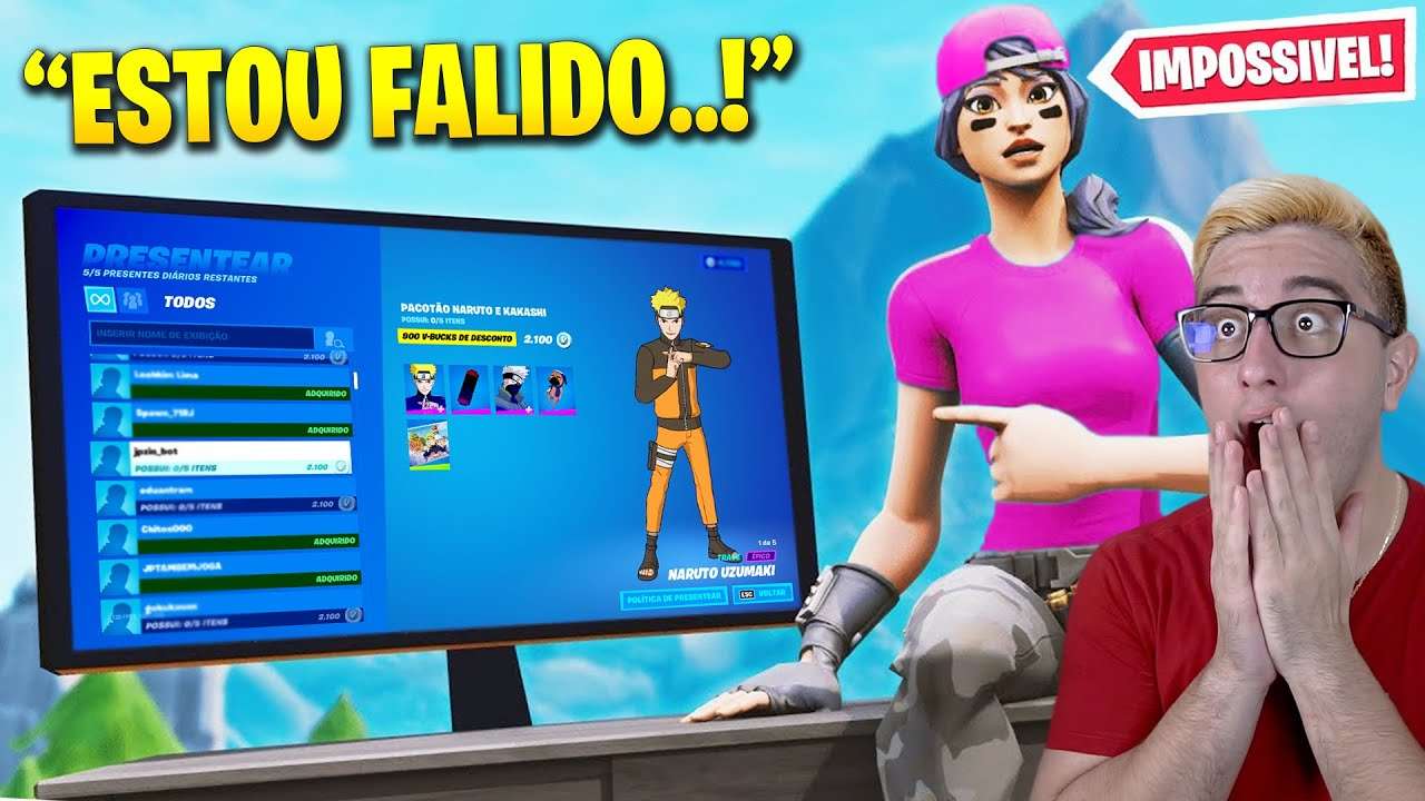 Cada Vez Que Eu For Eliminado Vou Mandar a Skin do NARUTO De Presente no Fortnite