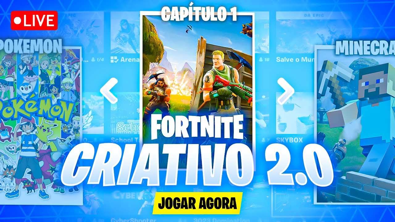 🔴 MAPA LENDÁRIO VOLTOU:  FORTNITE CAPÍTULO 1 + CRIATIVO 2.0 AO VIVO! 🔴