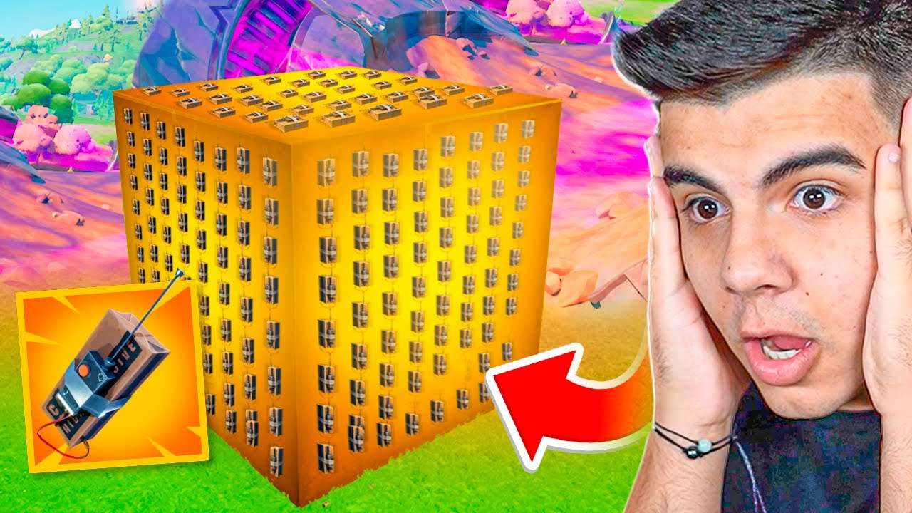 COLOCANDO O MÁXIMO DE EXPLOSIVOS NO CUBO MÍTICO! *INCRÍVEL* - FORTNITE