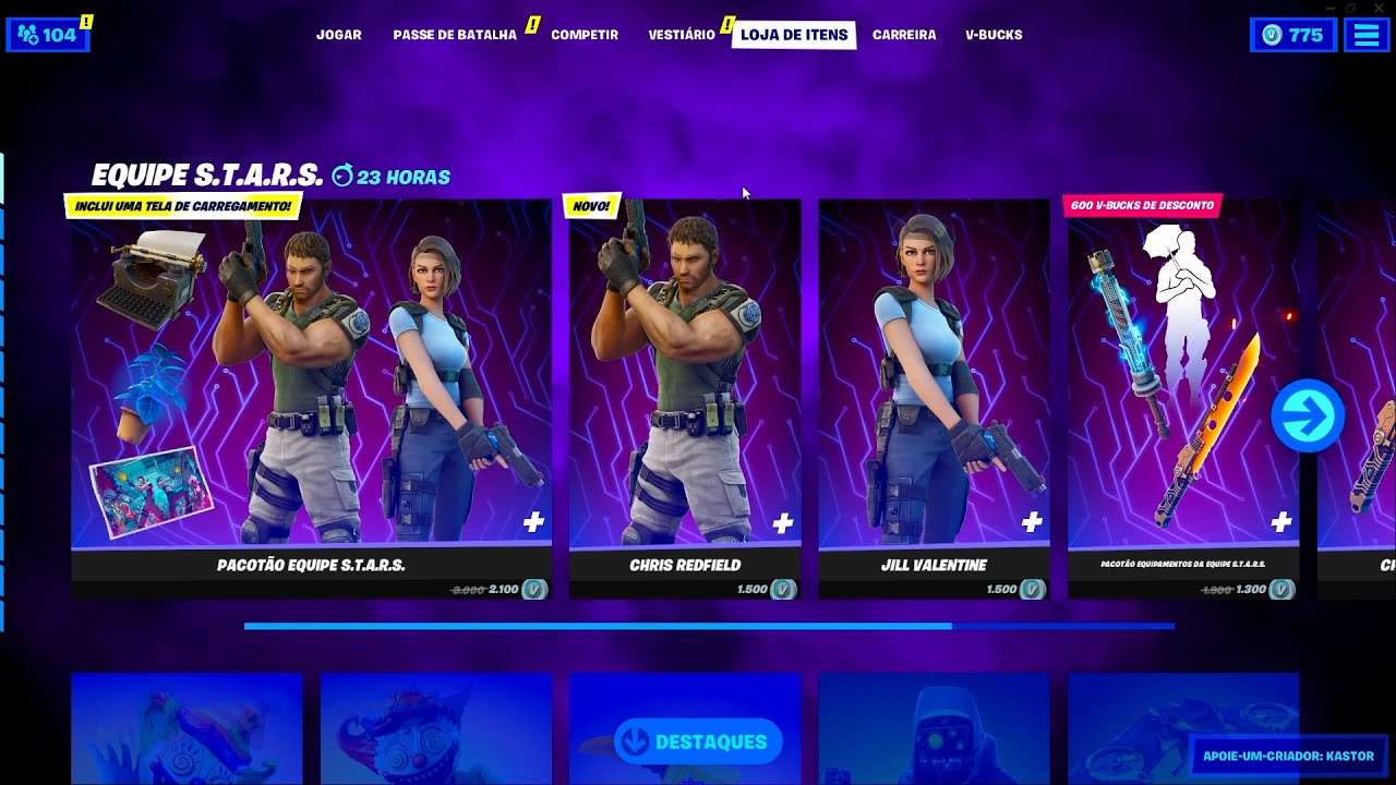 Resident Evil no Fortnite! Jill Valentine e Chris Redfield na Loja de Itens!