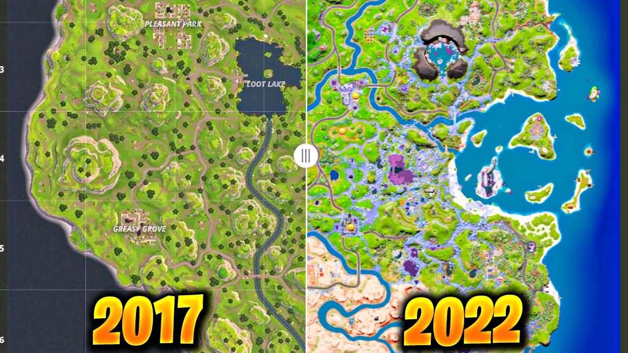 A EVOLUÇÃO DO MAPA DO FORTNITE! (2017 - 2022)