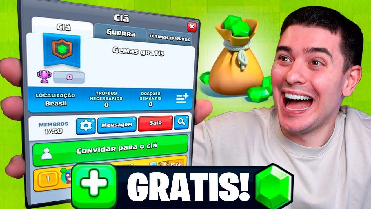 Criei um clã de GEMAS GRÁTIS no Clash Royale!